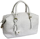 Bottega Veneta Montaigne Woven White Leather Satchel 173398/V00A2/9000