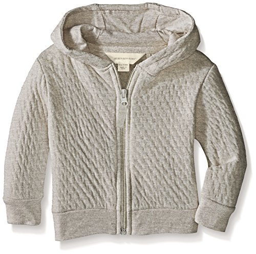 Burt's Bees Baby Unisex Quilted Zip Front Organic Hoodie, Heather Grey, 18 Months