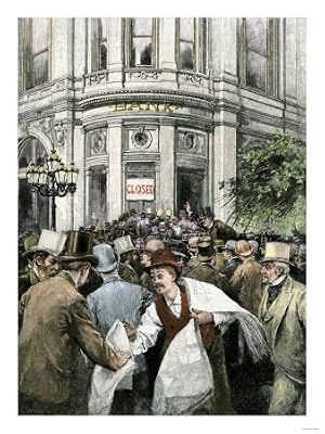 Depositors Making a Run on a Bank during a Financial Panic in the 1800 Giclee Poster Print, 36x48