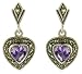 Silver Ladies  Marcasite Amethyst Heart Earrings