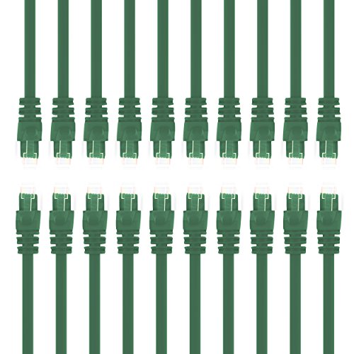 GearIt 20-Pack, Cat5e Ethernet Patch Cable 3 Feet - Snagless RJ45 Computer LAN Network Cord, Green [Lifetime Warranty]