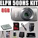 Canon PowerShot ELPH 500 HS 12 MP CMOS Digital Camera w/Full 1080p HD Video (Silver) NB6L Battery/Charger 8GB DavisMAX HDMI Bundle