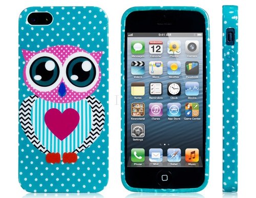 ETOU Owl Printed Silicone Glittery Protective Case for iPhone 5