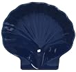 Blue Fish Ceramic Pottery Scallop Large Bowl Set of Two 8" x 7 1/2" x 2 1/4"