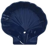 Blue Fish Ceramic Pottery Scallop Large Bowl Set of Two 8" x 7 1/2" x 2 1/4"
