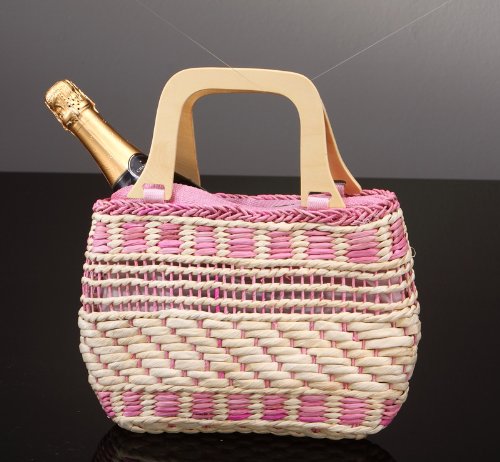 Trendy Strandtasche aus festem Bast in rosa