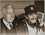 Joe DiMaggio Billy Martin Yankees Signed Autographed 8x10 (Actual 9x7). Original Photo from the Daily News. Some Bleeding on the DiMaggio Auto. JSA Hologram #B99651