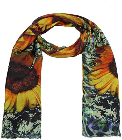 Women's Fashion Accessories Micro-modal Colorful Sunflower Scarf Scarves Wraps.