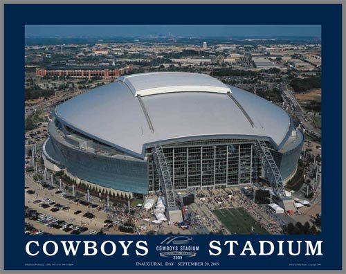 Dallas Cowboys - New Cowboys Stadium Aerial - Med - Wood Mounted Poster Print