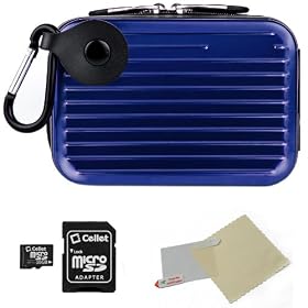 BLUE Metallic Pascal Design Protective Cover Hard Shell Cube Carrying Case For Sony Cyber-Shot H70 / HX7V / HX9 / TX100V / TX55 / W530 / W610 / W570 / W620 / W650 / W510 / W560 / WX9 / TX10 / WX10 Point And Shoot Digital Camera + Includes a 16GB Micro SD Card with SD Adaptor + Includes a Universal A