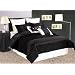 Chezmoi Collection 8 Pieces Luxurious Solid Black Pleats Stripe Comforter Set Bed-in-a-bag for King Size Bedding