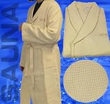 Bademantel beige 100% Baumwolle Größe L Sauna W-Piquee original ELECSA