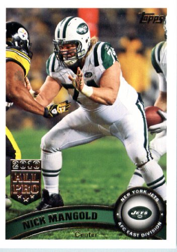 2011 Topps Football Card # 329 Nick Mangold - New York Jets - NFL Trading Card in a Protective Case!
