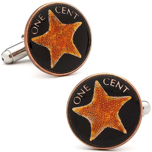 Hand Painted Authentic Bahamian One Cent Coin Cufflinks