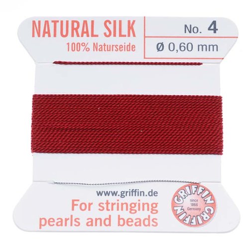 Griffin Silk Beading Cord & Needle Size 4 Garnet 