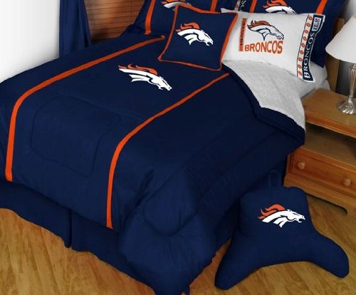 Denver Broncos NFL MVP Micro Suede Comforter and Sheet Set Combo - Twin