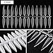240Pcs/Set False Fake Nails Tips Manicure Sharp End False Nails Long Cuspidal Stiletto Nail Tip Clear Black French Salon Acrylic Artificial Fake Nail Display Practice Tools (Clear)