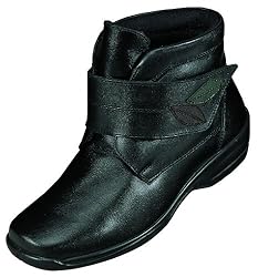 DocComfort Damen Stiefel/Stiefelette Nappaleder, Fleecefutter 100% Polyester, herausnehmbares in schwarz/braun/olive Weite K, Größe 4.5, Artikelnummer EH480670
