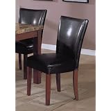 Set of 2 Soho Collection Black Leatherette Parsons Dining Chair Chairs by visiondecor Furniture