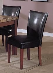 Set of 2 Soho Collection Black Leatherette Parsons Dining Chairs