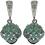 Emerald Earrings Sterling Silver Jewelry 1.25 (gperserng002)