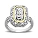 S&G Sterling Silver and 14k Yellow Gold Art Deco Diamond Ring, Size 7