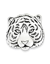 Sterling Silver Antiqued Tiger Face Pin