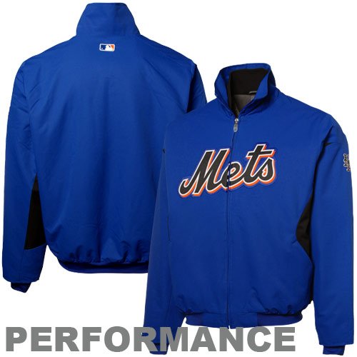MLB Men's New York Mets Long Sleeve Lightweight Full Zip Thermabase Premier Home Jacket (Pro Royal/Pro Black, Medium)