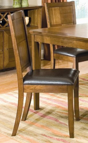 Set of 2 Dining Chairs with Checker Design Walnut Finish