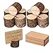 Toncoo Wood Place Card Holders, 20Pcs Premium Rustic Table Number Holders and 40Pcs Kraft Table Place Cards, Wood Photo Holders, Ideal for Wedding Party Table Name and More