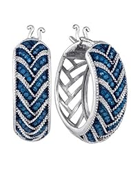 10KT White Gold 0.33 CTW-Diamond Fashion Hoops