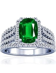 Platinum Cushion Cut Emerald Ring With Sidestones (GIA Certificate)