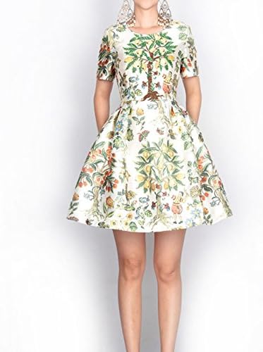 MISSEXY Sicily Short Sleeve Print Beaded Puffy Dress (L)