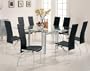 9pc Contemporary Pearl Silver Metal Dining Table & Black Chairs Set