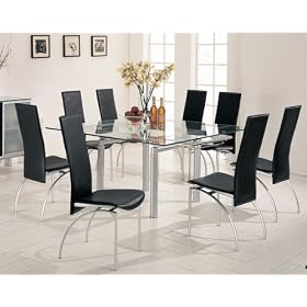 9 Piece Pearl Silver Dining Table Set by Coaster