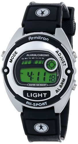Armitron Sport Unisex 456853SIL All-Sport Chronograph Black Strap Digital Watch