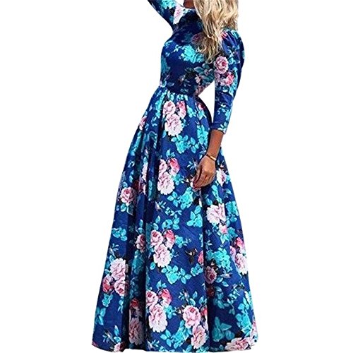 Cutecc Women Lady Long Sleeve Floral Party Cocktail Long Maxi Dress (XXL)