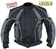 Men's Black and Grey Armored Motorcycle Tri-Tex Fabric Jackets