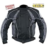 Men'sBlackandGreyArmoredMotorcycleTri-TexFabricJackets-Size:Large
