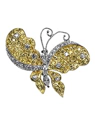 Studio 925 Madame Canary Yellow Cubic Zirconia Pave Sterling Silver Butterfly Pin