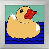 Bath Buddy Framed Canvas Art by Dale Moses,19.4 in. x 19.4 in. Framed