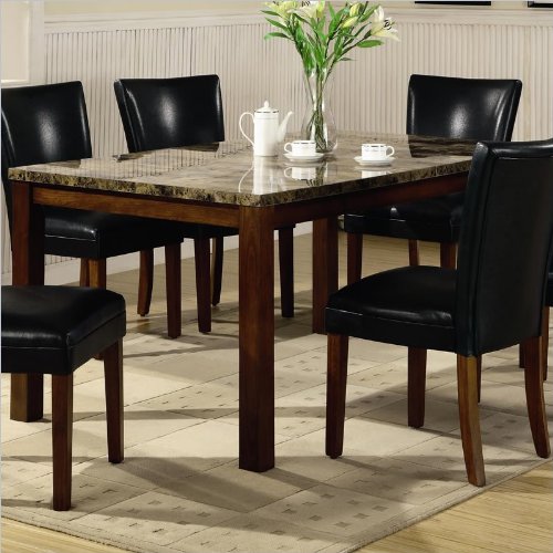 Coaster Dining Table with Marble-Like Top Rich Cherry Finish On Sale