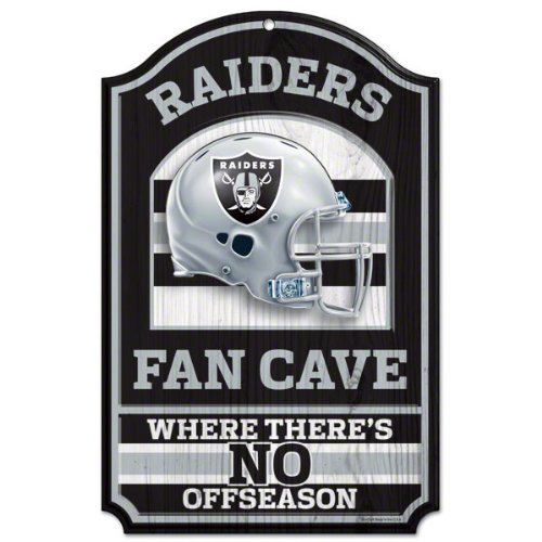 NFL Oakland Raiders 11-by-17 inch Fan Cave No Offseason Wood Sign