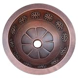 Thin Star Design Top or Undermount Round Copper Vessel Sink