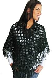 Handmade Acrylic Poncho - Forest Green (100% Hand-crocheted) [Apparel]