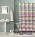 Candy Stripe Multi-colored Cotton Fabric Shower Curtain - 72 in. W x 72 in. L
