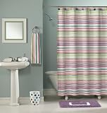 Candy Stripe Multi-colored Cotton Fabric Shower Curtain - 72 in. W x 72 in. L