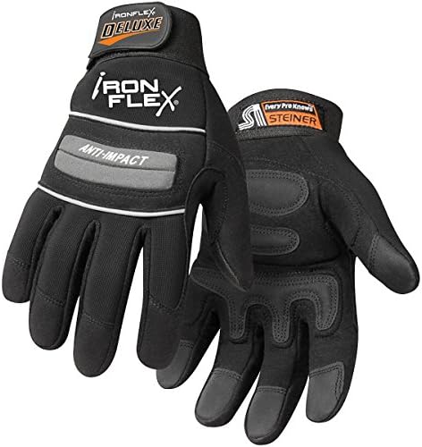Steiner 0962-M Ironflex Work Gloves, Deluxe Synthetic Leather Black Spandex, Medium