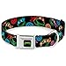 Buckle-Down Seatbelt Buckle Dog Collar - Classic TMNT Electric Expressions/Turtle Shells Black/Multi Neon - 1.5