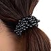 Polytree Women's Girls Fashion Pearl Hair Band Ponytail Holder (Black)